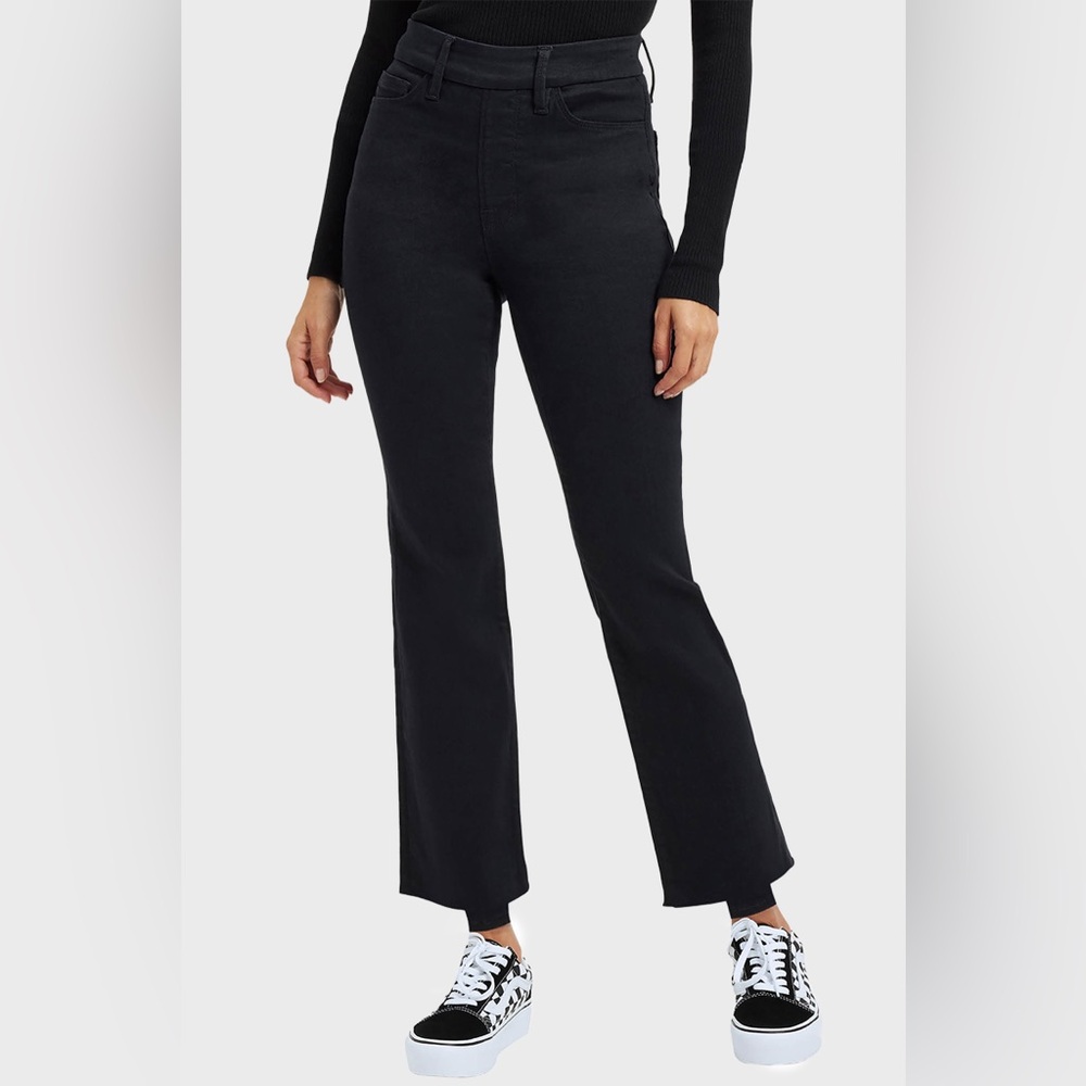 NEW Good American Power Stretch Pull-On Straight High Rise Black Jeans Sz Medium